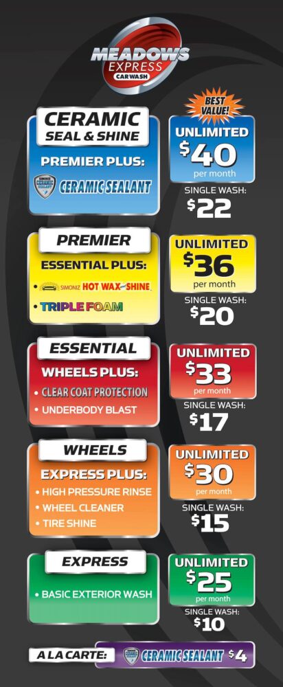 Meadows Express Car Wash Prices 11-21